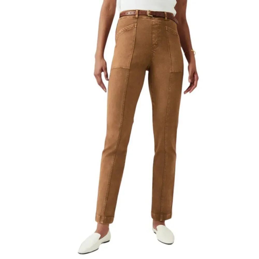 Spanx Twill Straight Leg Shaping Pant in Acorn Brown Size XL